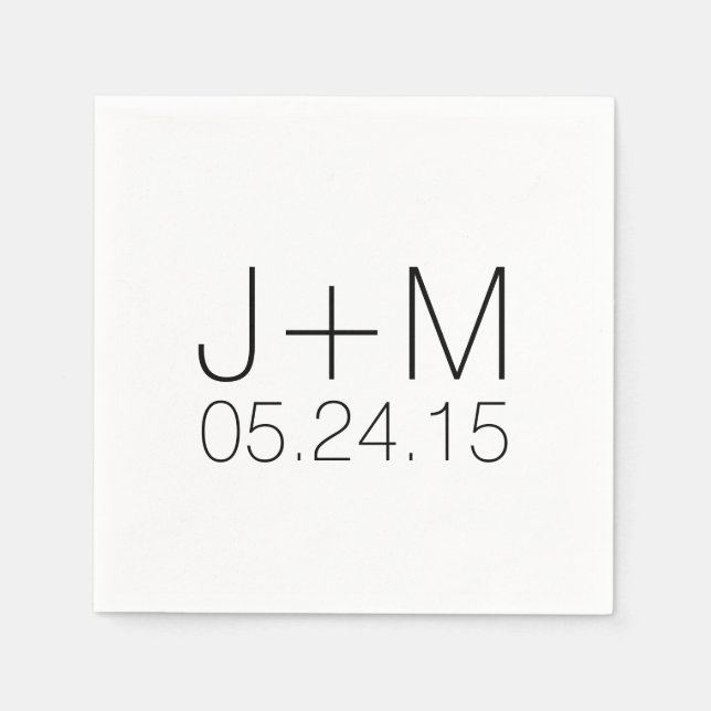 Custom personalized wedding initials date monogram napkin (Front)