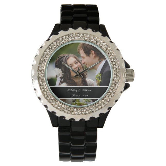 Custom Personalized Wedding Photo Keepsake Watch (Front)