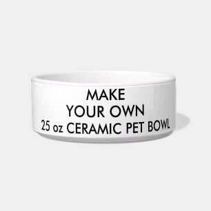 Custom Personalized White Ceramic Dog Cat Pet Bowl