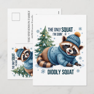 Custom Personalized Winter Christmas Raccoon Name Holiday Postcard