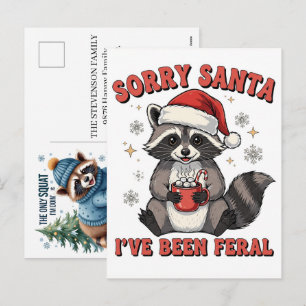 Custom Personalized Winter Christmas Raccoon Name Holiday Postcard