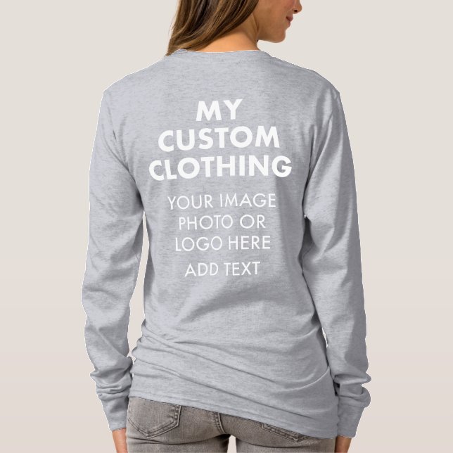 Custom Personalized WOMEN'S ASH GREY LONG SLEEVE T-Shirt (Back)