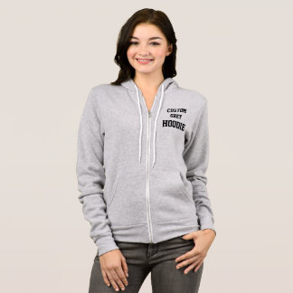 Custom Personalized Women's GREY FULL ZIP HOODIE