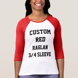 Custom Personalized Womens RED 3/4 SLEEVE RAGLAN T-Shirt