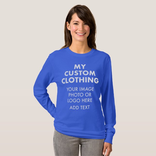 Custom Personalized WOMEN'S ROYAL BLUE LONG SLEEVE T-Shirt (Front Full)