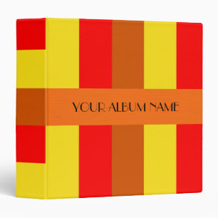 Custom Personalized Yellow Red Orange Stripes Binder