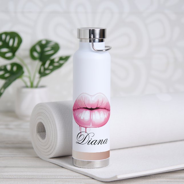 Custom Personalized Your Name Lips Water Bottle (Yoga)