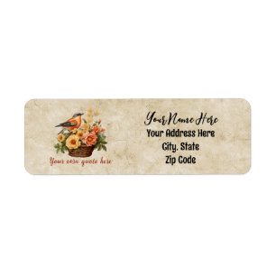 Custom Personalized Your Quote Bird With Flowers