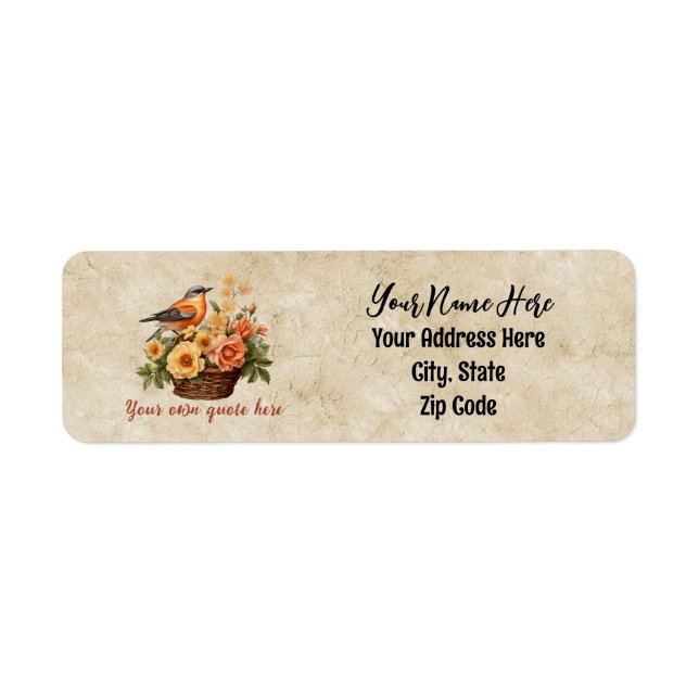 Custom Personalized Your Quote Bird With Flowers (Front)