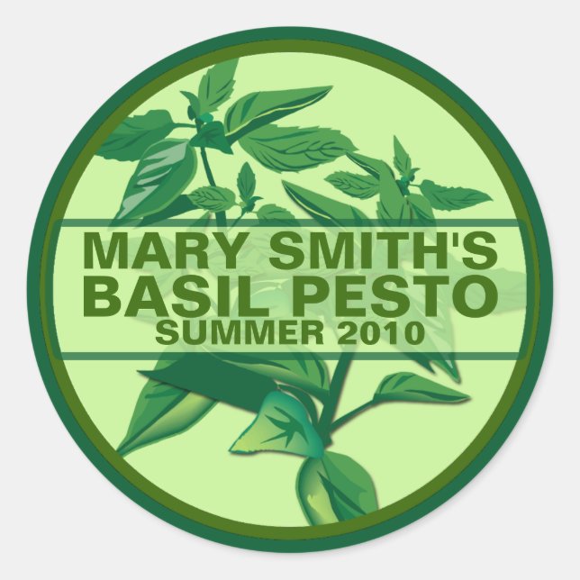 Custom Pesto Labels, Basil Pesto Jarring Labels (Front)