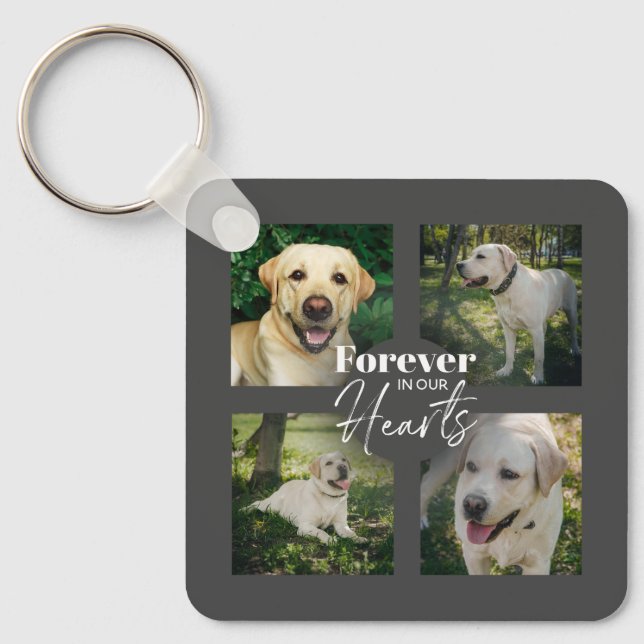 Custom Pet 5 Photo Collage Memorial Keepsake Keychain (Front)
