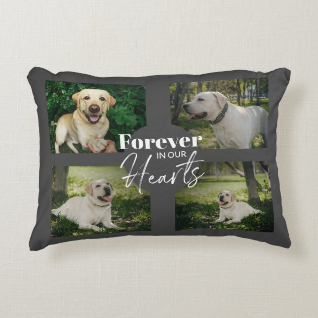 Custom Pet 8 Photo Collage Memorial Keepsake Accent Pillow (Front)