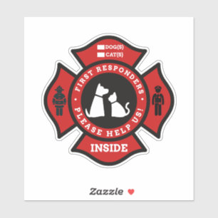 Custom Pet Alert Sticker For Number of Dogs & Cats