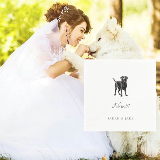 Custom Pet Black Lab Standing Wedding Cocktail Napkin (Creator Uploaded)