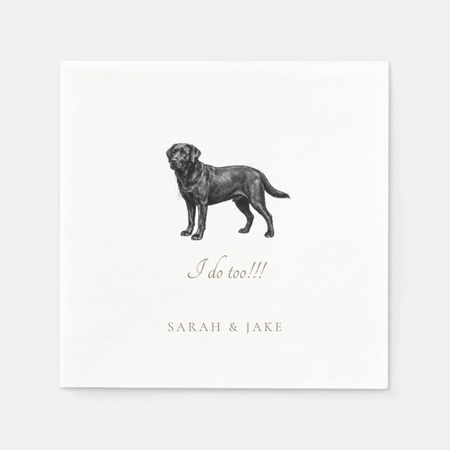 Custom Pet Black Lab Wedding II Napkin (Front)