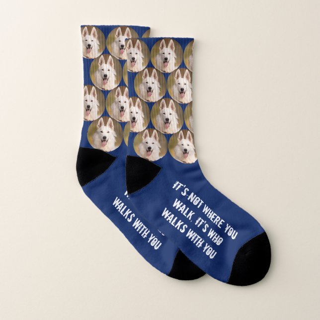 Custom Pet Blue Dog Photo Socks (Pair)