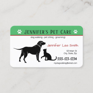Custom Pet Care Business Cards - Dogs & Cats