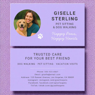 Custom Pet Care Professional Photo Paw Business Card
