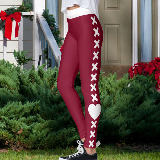 Custom Pet Cat Mom Burgundy Striped Pattern Love Leggings