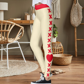 Custom Pet Cat Mom White Red Striped Pattern Love Leggings