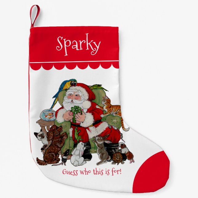 Custom Pet Christmas Santa Dog Cat Rabbit Fun Small Christmas Stocking (Front)