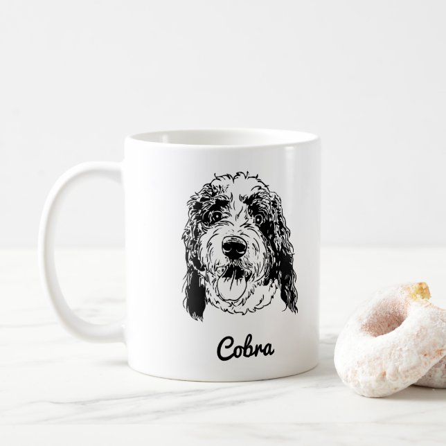 Custom Pet Dog Hand Drawing  Coffee Mug (With Donut)