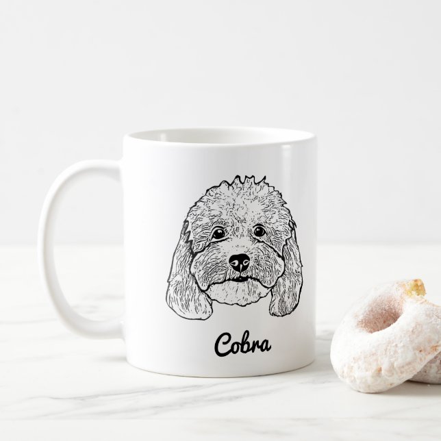 Custom Pet Dog Hand Drawing  Coffee Mug (With Donut)