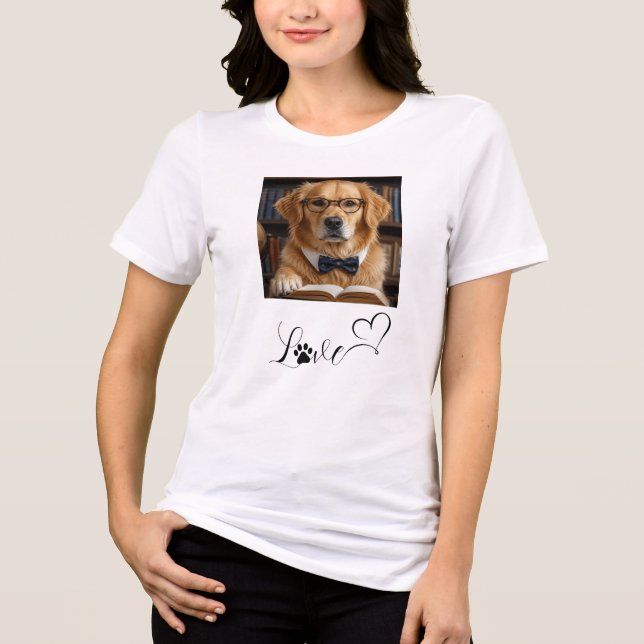 Custom Pet Dog Image Graphic Love Text Mark Tri-Blend Shirt (Front)