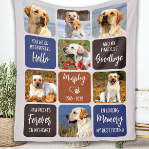 Custom Pet Dog Memorial Earthtone Colours 7 Photo Fleece Blanket