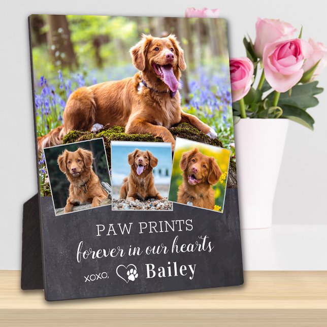 Custom Pet Dog Memorial Personalized 4 Photo Plaque (Creator Uploaded)