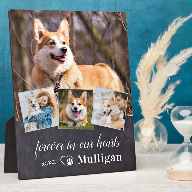 Custom Pet Dog Memorial Sympathy Keepsake 4 Photo Plaque (Creator Uploaded)