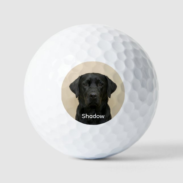 Custom Pet Dog Photo Black Labrador Personalized Golf Balls (Front)