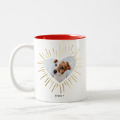 Custom Pet Dog Photo Modern Stylish Gold Heart Two-Tone Coffee Mug (Left)