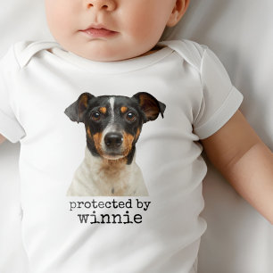 Custom Pet Dog Photo Name Protected By Gift Baby Bodysuit