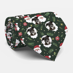 Custom Pet Dog Photo Santa Claus Pattern Green Tie