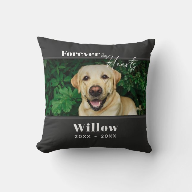Custom Pet Elegant Memorial Photo Typography Throw Pillow (Front)