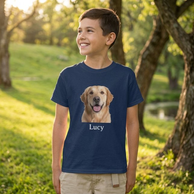 Custom Pet Face T-Shirt for Boys, Personalized Dog (Creator Uploaded)