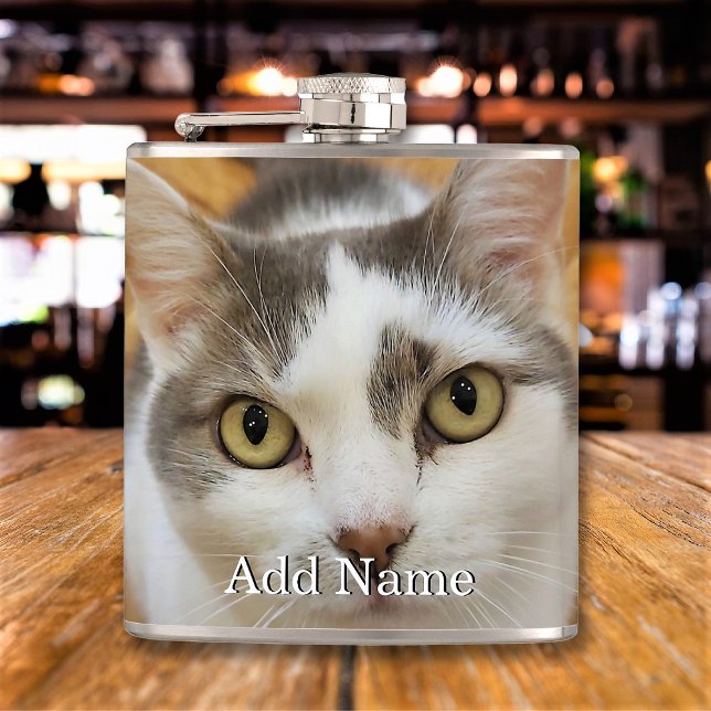 Custom Pet Family Photo Text Personalized Flask (Creator Uploaded)