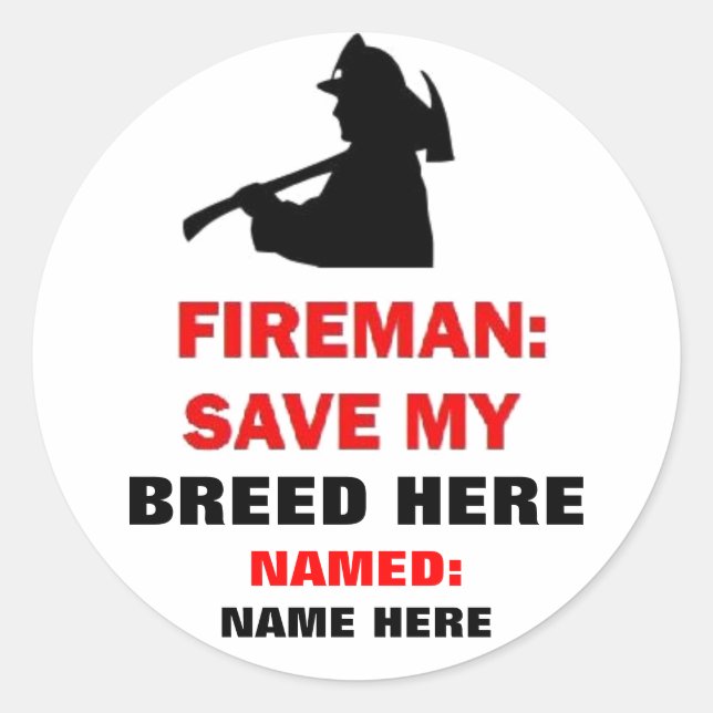 Custom Pet Fire Safety Classic Round Sticker (Front)
