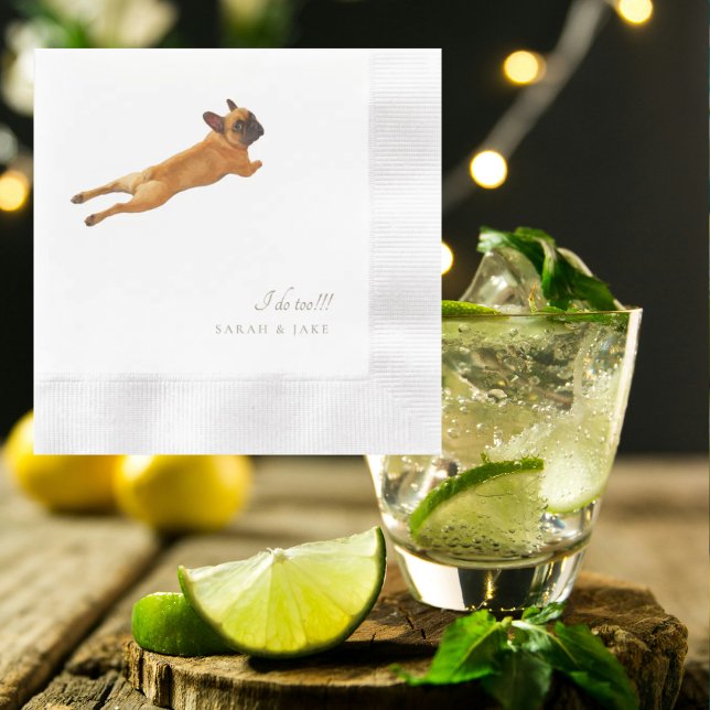 Custom Pet French Bulldog Wedding Coined Napkin (Creator Uploaded)