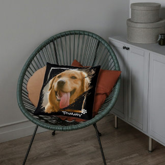 Custom Pet Friends Photo & Name Throw Pillow Gift
