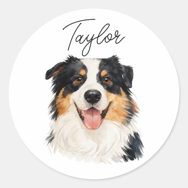 Custom Pet from Photo & Name – Personalized Dog Classic Round Sticker (Front)
