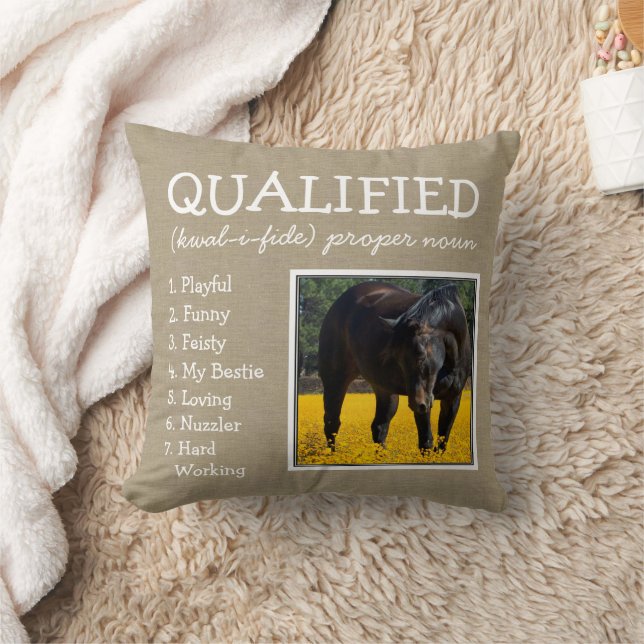 Custom Pet Keepsake Dark Beige Faux Linen Throw Pillow (Blanket)