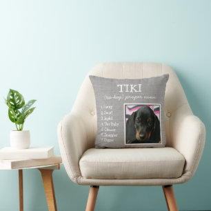 Custom Pet Keepsake Med Grey Faux Linen Throw Pillow
