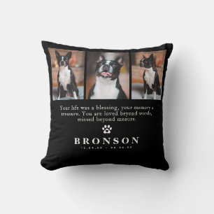 Custom Pet Loss Memorial Quote & Photo Collage Throw Pillow