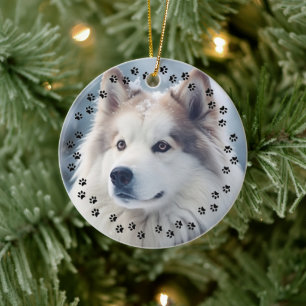 Custom Pet Love Your Photo Memory Paw Prints Angel Ceramic Ornament