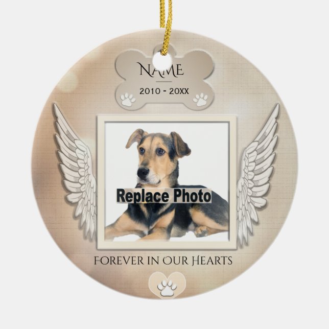 Custom Pet Memorial Ceramic Ornament (Front)