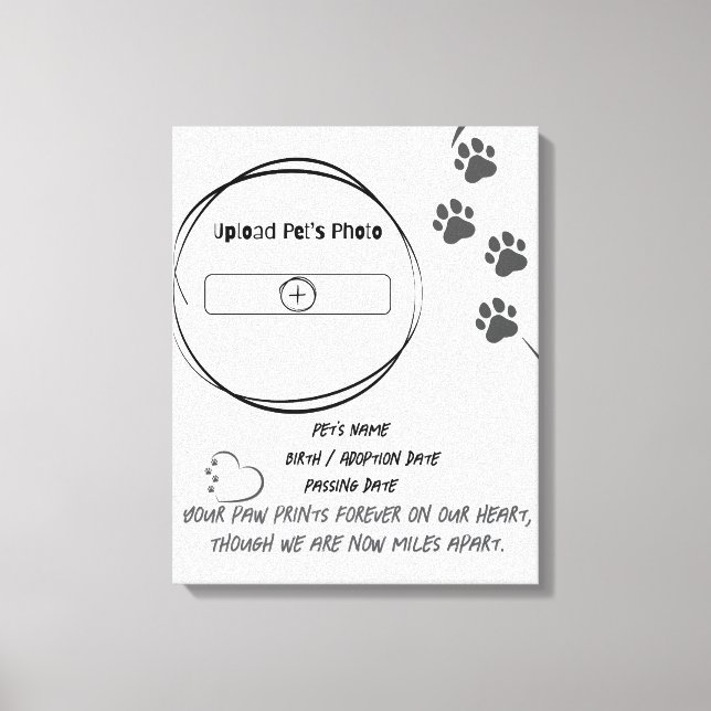 Custom Pet Memorial Photo & Name Canvas Print  (Front)
