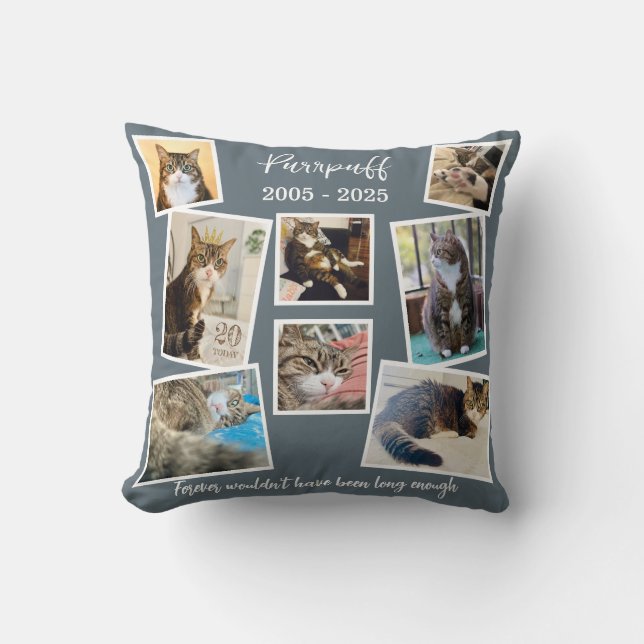 Custom Pet Memorial Photo & Quote Throw Pillow (Front)
