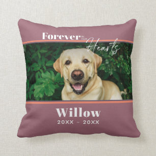 Custom Pet Memorial Photo Typography Throw Pillow